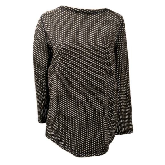 T By Talbots Women's Top Navy Polka Dots Active SweatShirt Size Medium Pockets - Picture 1 of 12